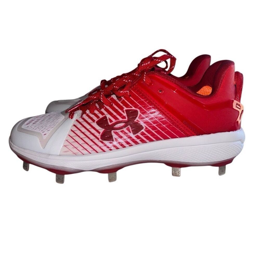 Under Armour Yard Low MT TPU baseball cleats red white new